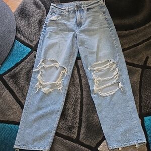 American Eagle Outfitters AE 4 Petite Baggy Straight High Rise Jeans